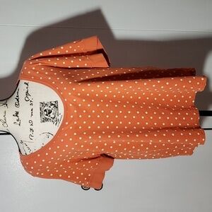 Self Esteem| Women's Coral Salmon Scoop Neck Polka Dot Top Flirty Mod Sz. Xl